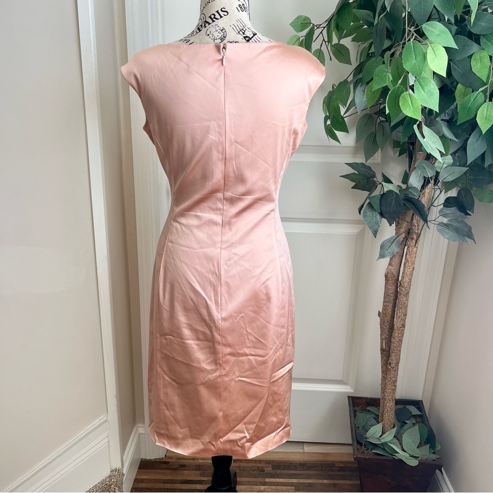 Lauren Ralph Lauren Evening Satin Cap Sleeve Sheath Dress Pink Sz 4 - Picture 10 of 16